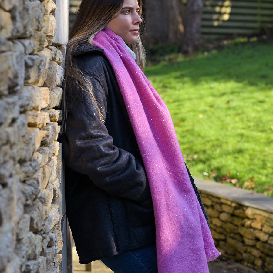 Pink Scarf With Sequin Detail