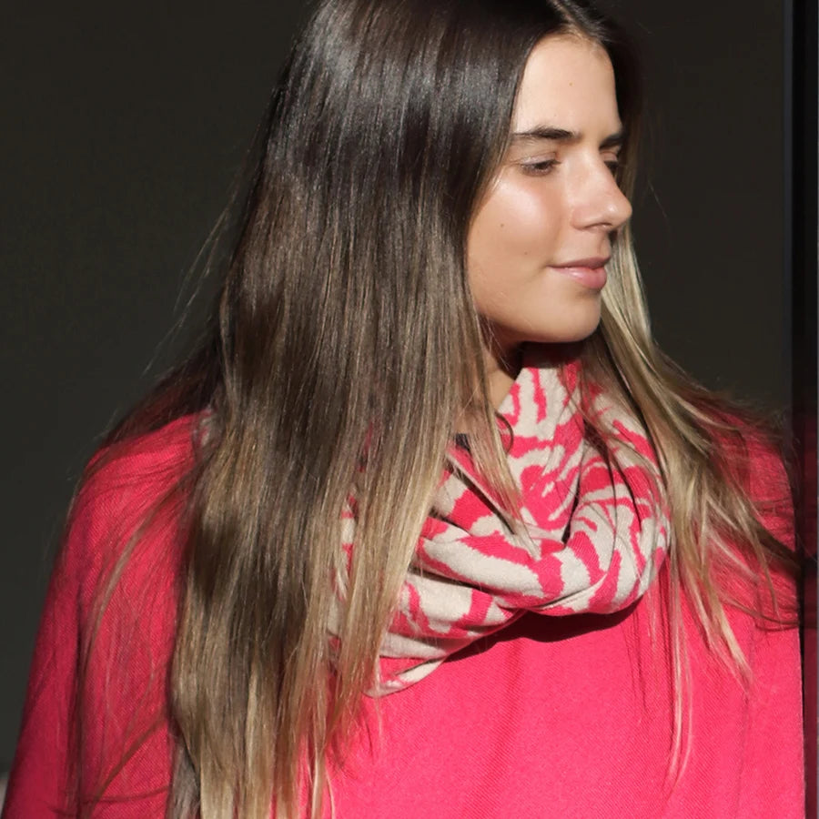 Rasberry Recycled Mix Wrap Around Scarf