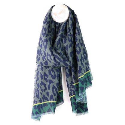 Recycled Green & Grey Mix Animal Print Scarf