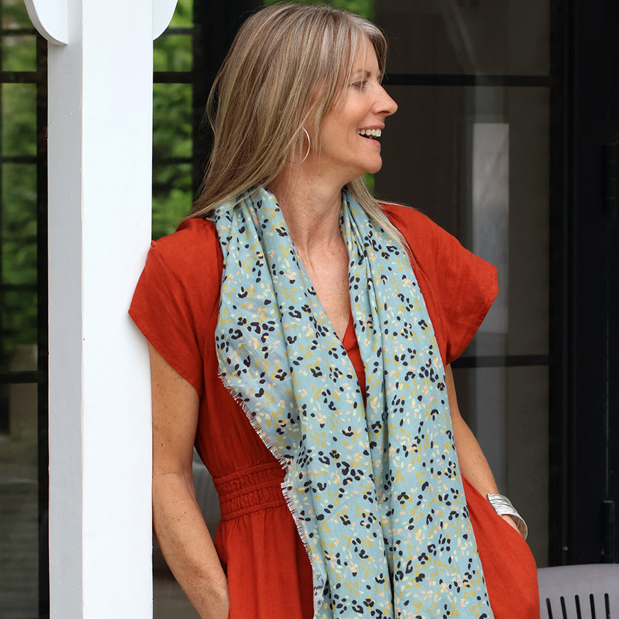 Recycled Pale Mint Ditsy Print Scarf