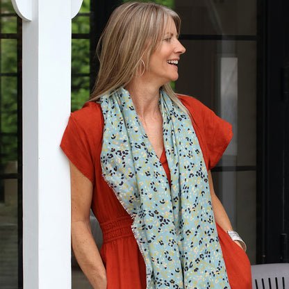 Recycled Pale Mint Ditsy Print Scarf