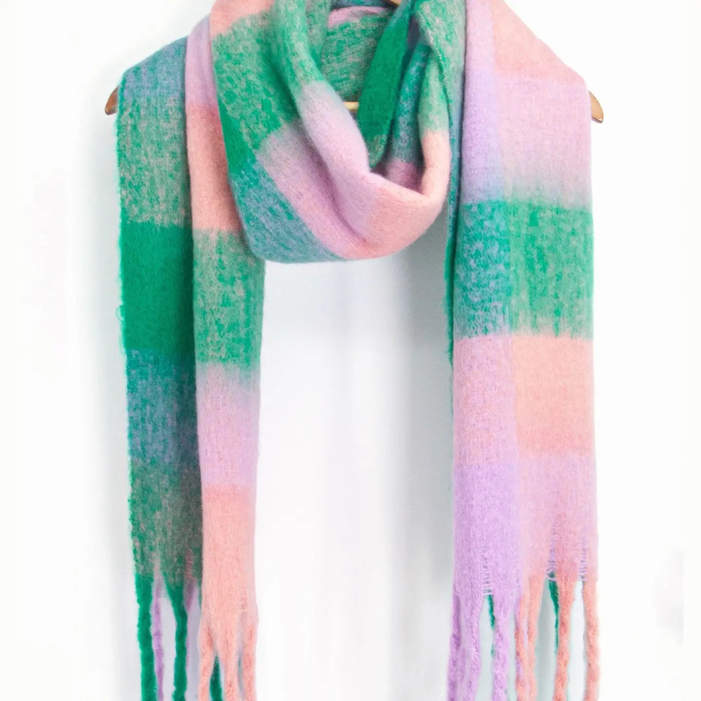 Allie Cosy Winter Scarf | Green / Lilac