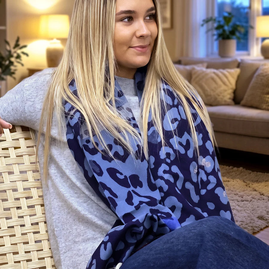 Navy Mix Animal Print Scarf