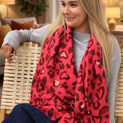 Rich Pink Mix Animal Print Scarf