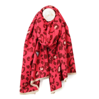 Rich Pink Mix Animal Print Scarf