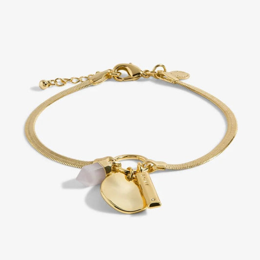 Joma Jewellery | Riva Love Rose Quartz Bracelet | Gold