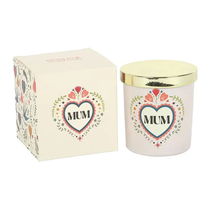 Mum Folk Heart French Tulip Candle