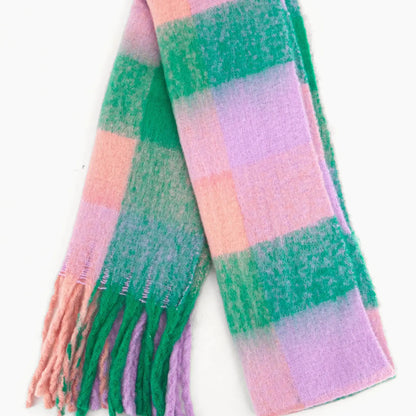 Allie Cosy Winter Scarf | Green / Lilac