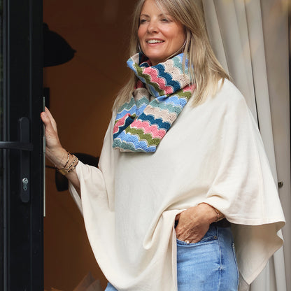 Recycled Blend Poncho - Cream