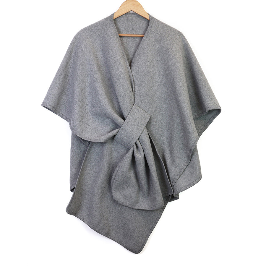 Amelia Tie Self Waist Poncho - Grey