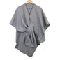 Amelia Tie Self Waist Poncho - Grey