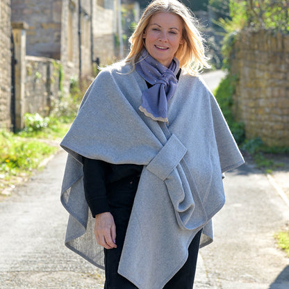 Amelia Tie Self Waist Poncho - Grey
