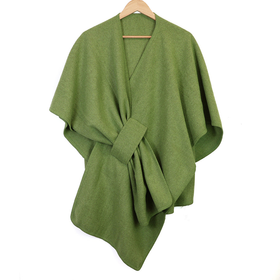 Amelia Tie Self Waist Poncho - Moss Green