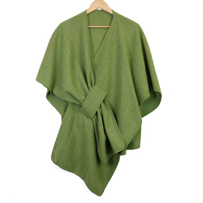 Amelia Tie Self Waist Poncho - Moss Green