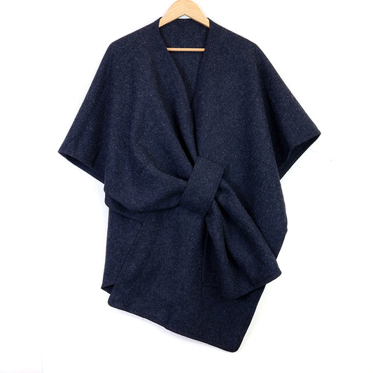 Amelia Tie Self Waist Poncho - Navy