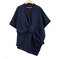 Amelia Tie Self Waist Poncho - Navy