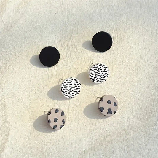 3 Pairs Of Acrylic Heart Studs | Black, Grey & White