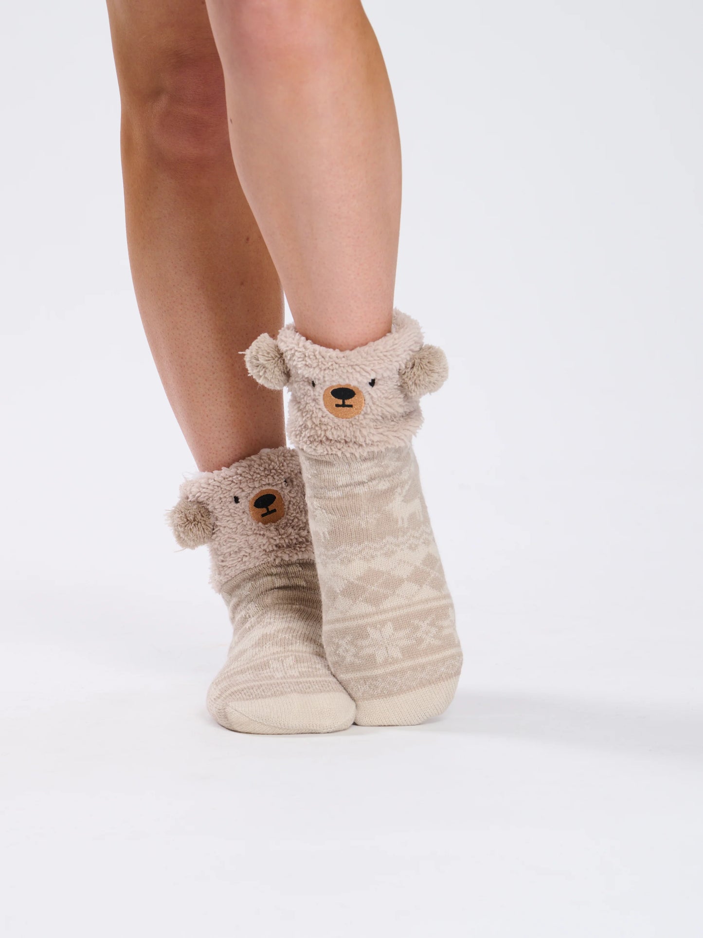 PREORDER DEC DELIVERY - Brown Teddy Loungeable Socks