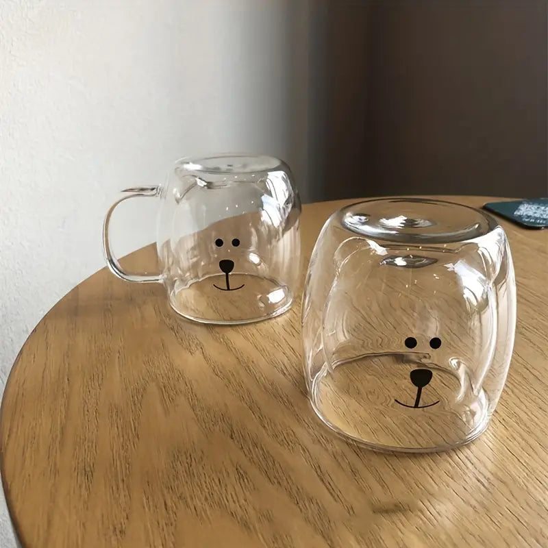 Glass Double Walled Bear Cup / Mug Without Handle