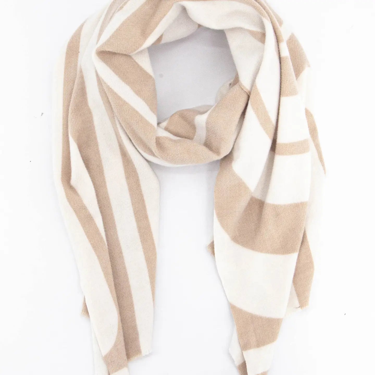 Stripe Geometric Scarf | Cream