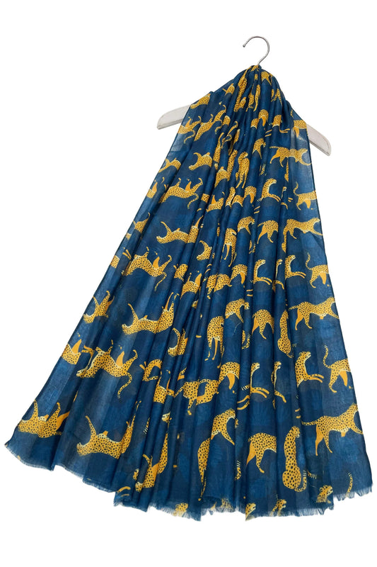 Illustrated Leopard & Leaf Print Scarf