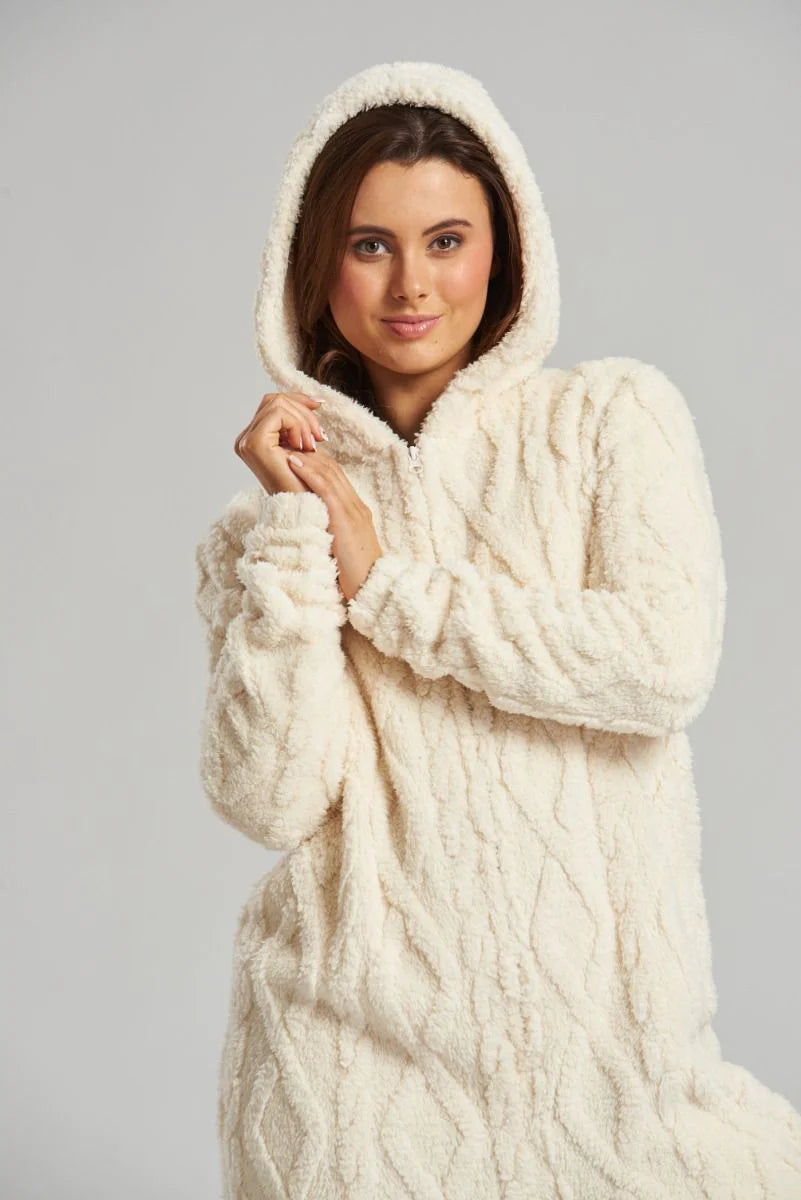 Ladies Cable Cut Borg Onesie