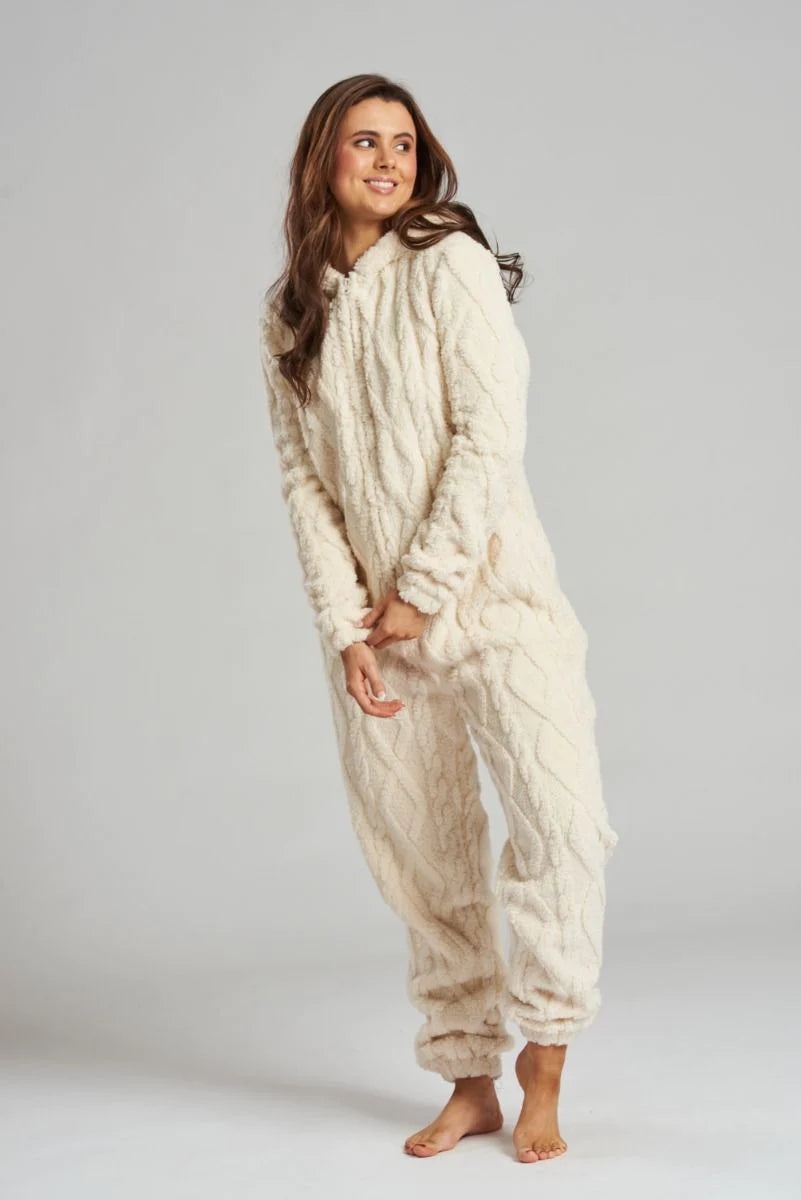 Ladies Cable Cut Borg Onesie