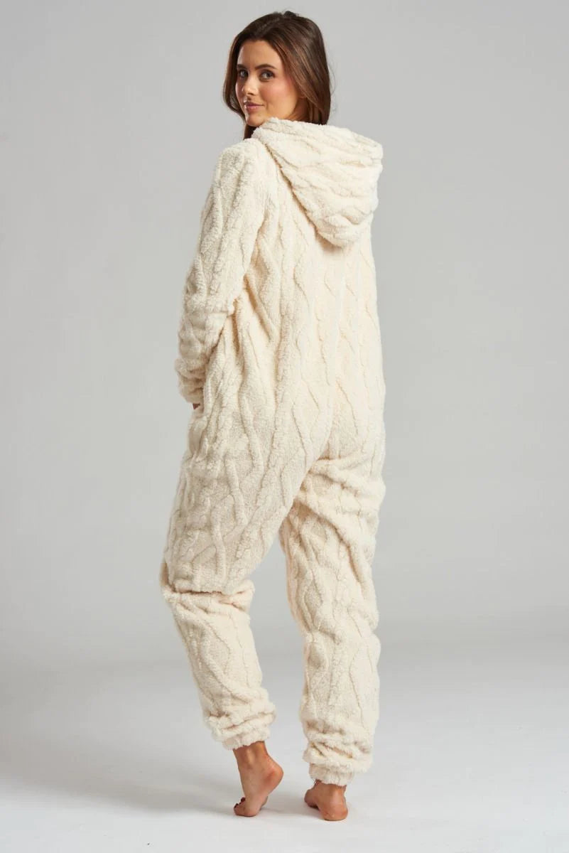 Ladies Cable Cut Borg Onesie