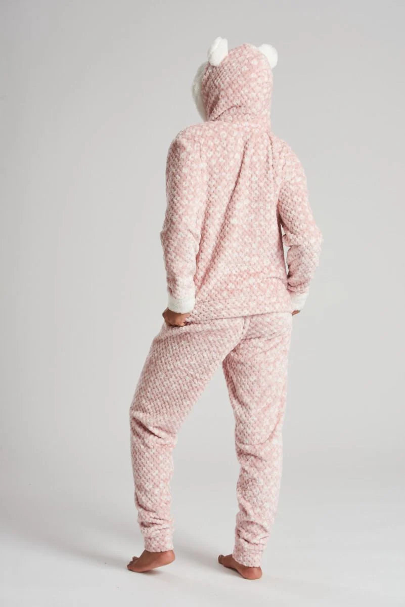 Marl Waffle Hoodie Twosie Pink