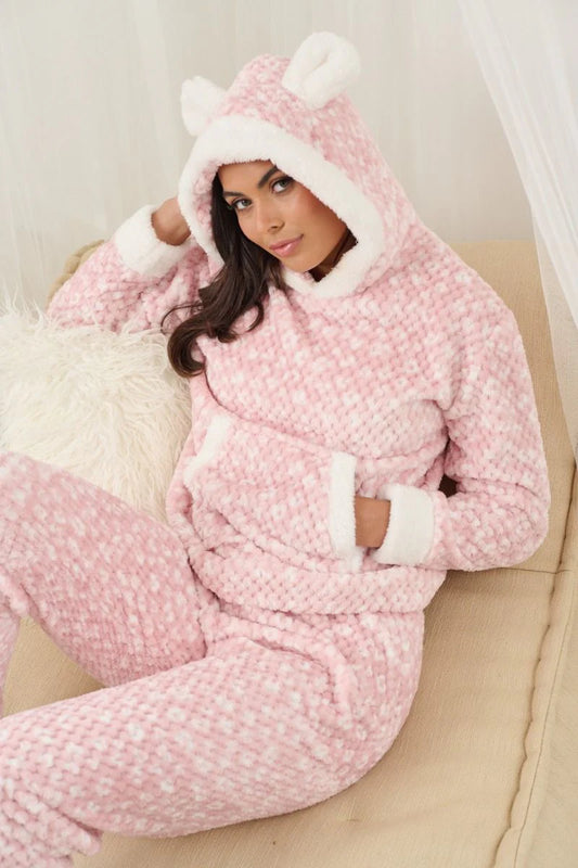 PREORDER DEC DELIVERY - Marl Waffle Hoodie Twosie Pink