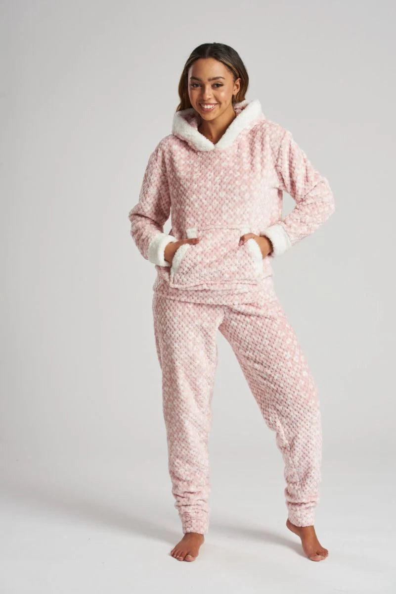 Marl Waffle Hoodie Twosie Pink