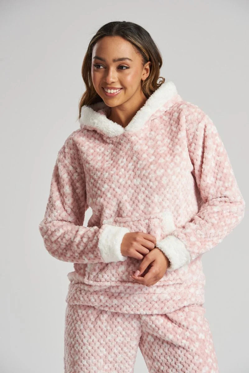 Marl Waffle Hoodie Twosie Pink