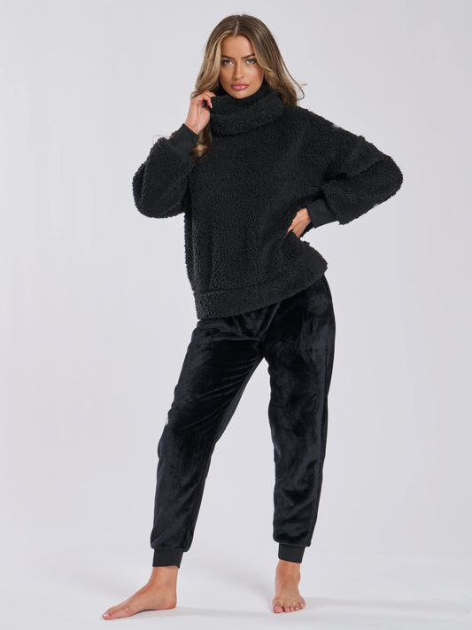 BLACK BORG REMOVABLE SNOOD JUMPER & JOGGER SET