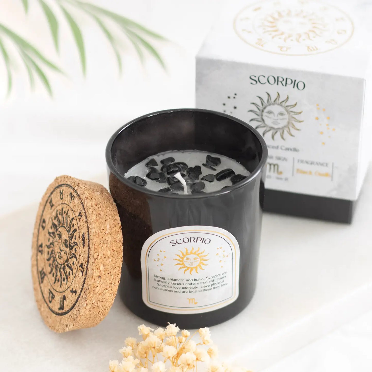 GEMSTONE ZODIAC CANDLE | SCORPIO BLACK OUDH