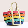 Bright Stripe Jute & Black & White Recycled Bag