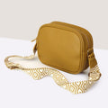 Vegan Leather Camera Bag With Patterned Strap | Ochre