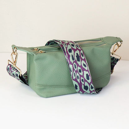 Pale Green Vegan Leather Double Zip Bag