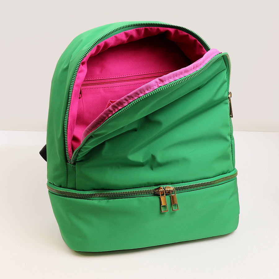 Emerald Recycled Backpack With Pink Lining