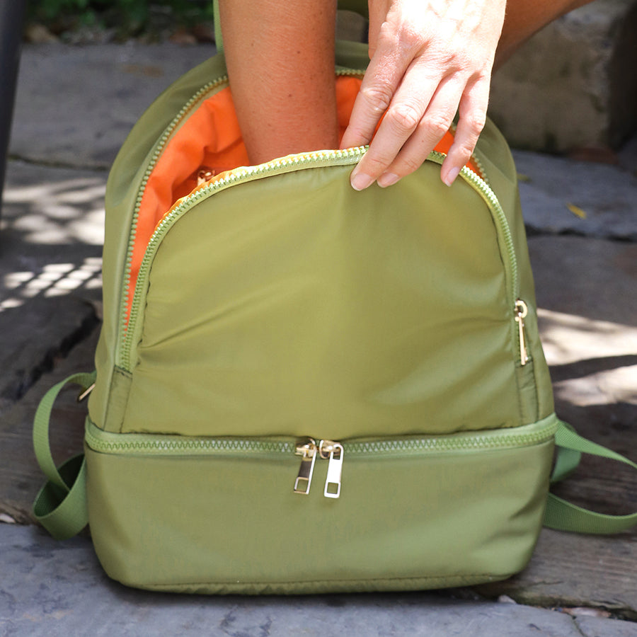 Lime Recycled Backpack With Orange Lining
