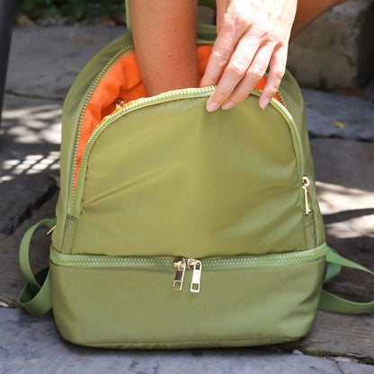 Lime Recycled Backpack With Orange Lining