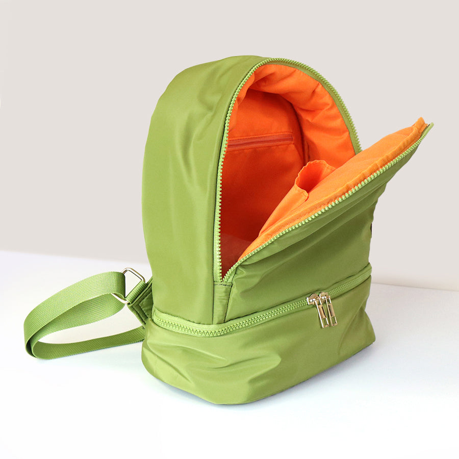Lime Recycled Backpack With Orange Lining