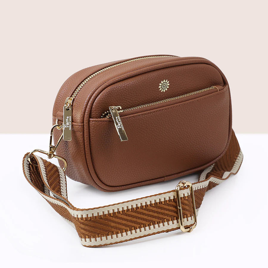 Tan Vegan Leather Camera Bag