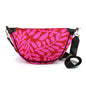 Pink & Red Leaf Print Half Moon Bag
