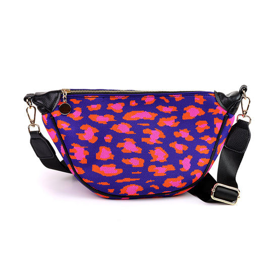 Blue & Pink Camo Print Half Moon Bag