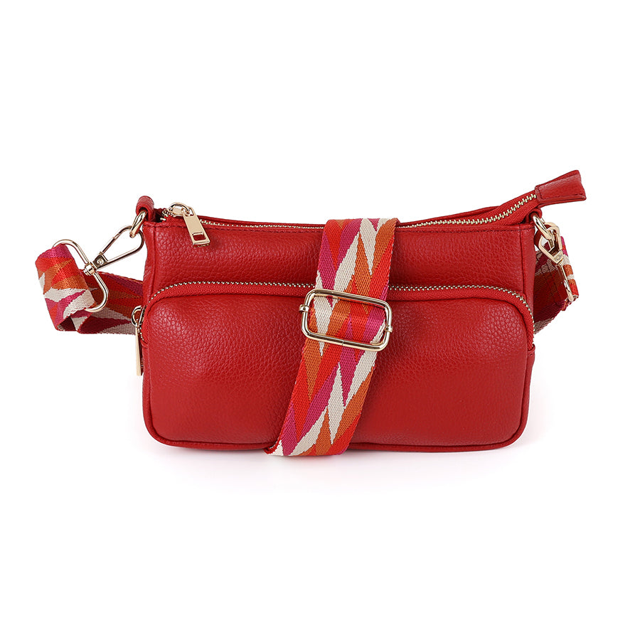 Vegan Leather Crossbody Bag | Red