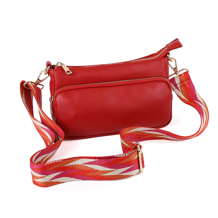 Vegan Leather Crossbody Bag | Red