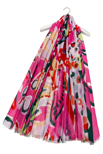Bold Floral Illustrated Scarf