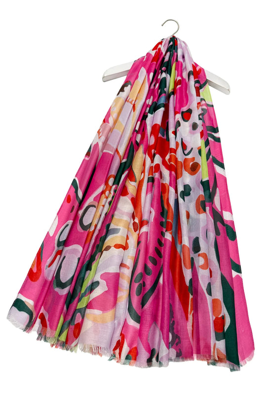 Bold Floral Illustrated Scarf