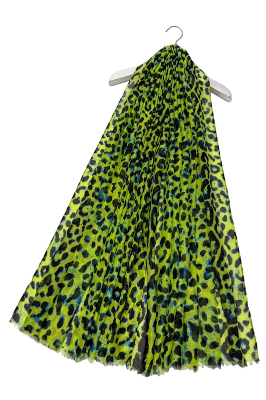 Festival Leopard Print Scarf | Neon Green