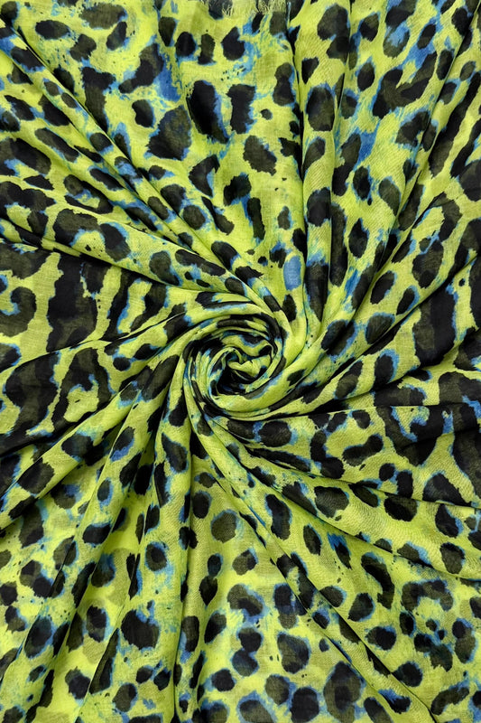 Festival Leopard Print Scarf | Neon Green